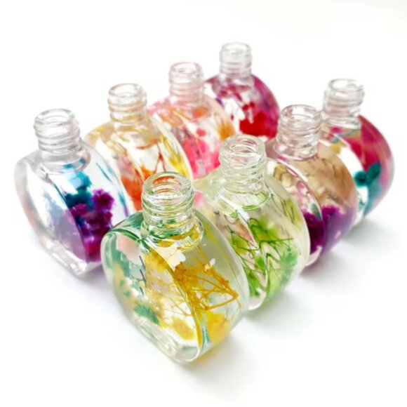 Organic Cuticle Oil w/ Real Dried Flowers - 12 Fruit Scents 14ml 🔥 NEW - Picture 3 of 7